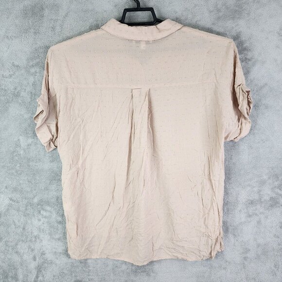 Women's Beige Gilli Blouse Top Button-Up Polka Dot Pattern Short Sleeve Size 1X - Picture 8 of 12
